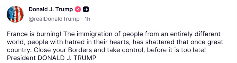 Donald Trump și JD Vance critică politicile de imigrație ale Franței în urma violențelor de stradă